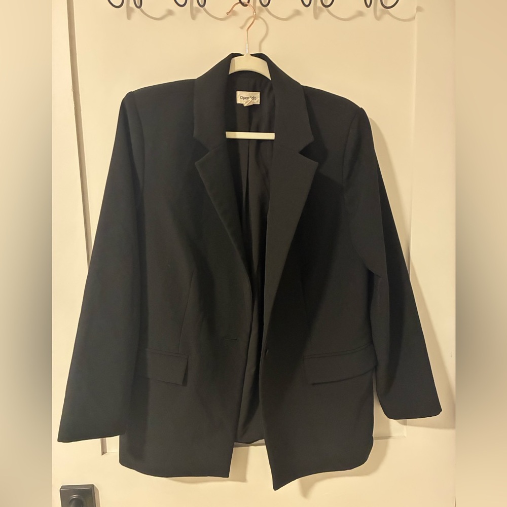 Open-Edit Black Tailored Blazer Jacket